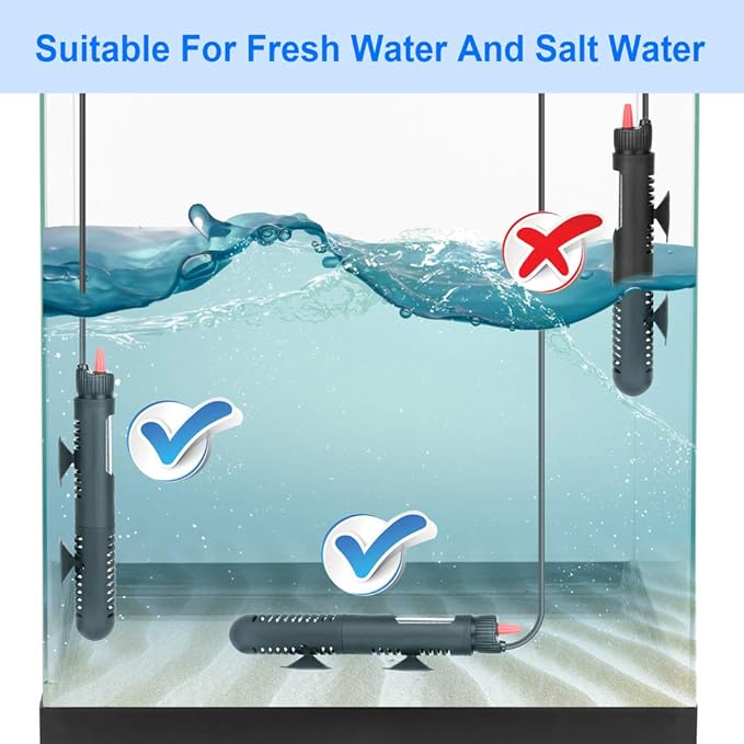 Submersible 50W Aquarium Heater Adjustable Fish Tank Heater 50 Watt