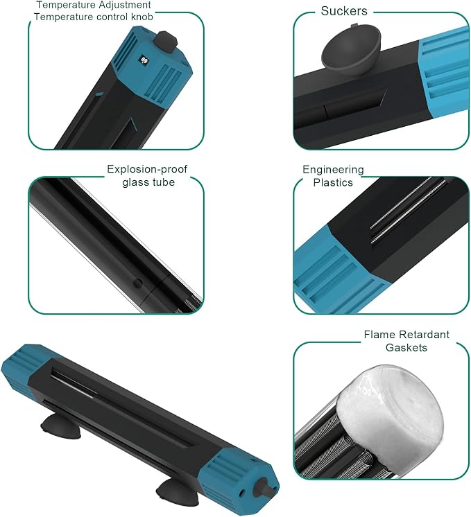 Aquarium Heater - Rapid Heating,Energy-Saving,Anti-Dry Protection,Intelligent Thermostat,500W Fish Tank Water Heater