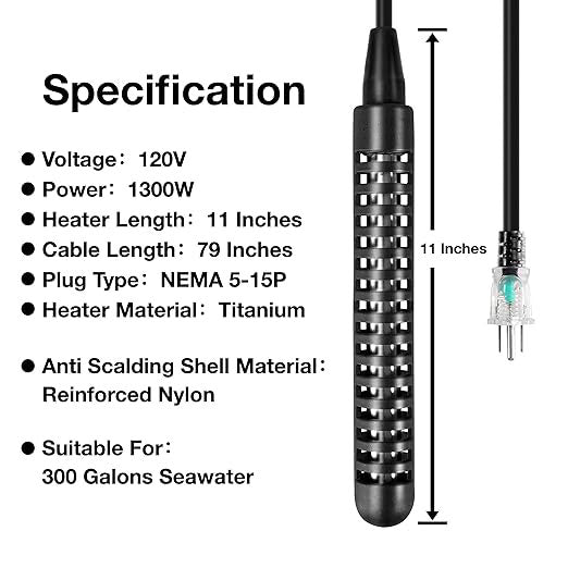 1300W Titanium Fully Submersible Portable Electric Immersion Water Heater,Bucket Water Heater,Seawater Heater for Fish Tank,Seawater Aquaculture,100% Protection Against Seawater Salt Corrosion