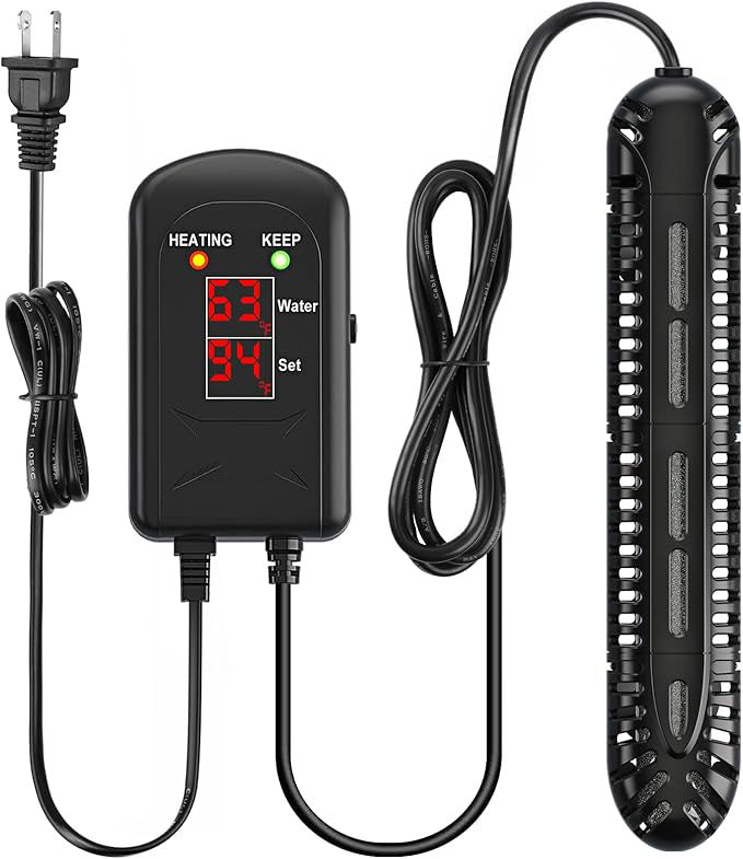 Aquarium Heater, 200W Fish Tank Heater with LED Digital Display & 5 Safety Protection, Submersible Aquarium Heater with 2 Suction Cup and 5.9Ft Cord for 20-40 Gallon Fish Tank.