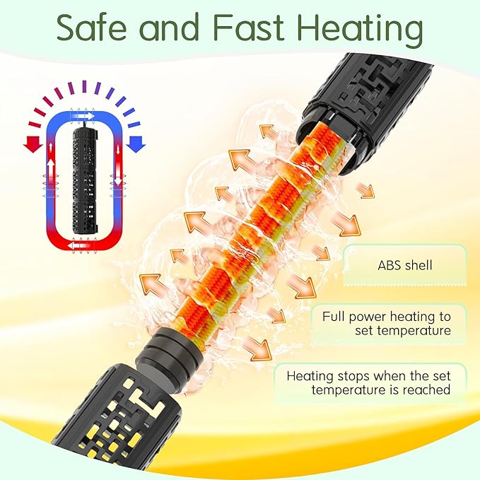 Fish Tank Heater,Aquarium Heater 50W 150W 250W 400W 500W 800W for 3-220 Gal,Set Temperature 59℉-93℉ Temperature Accuracy,Out of Water or High Temperature Automatic Power Off (50W to 3-10 gal)