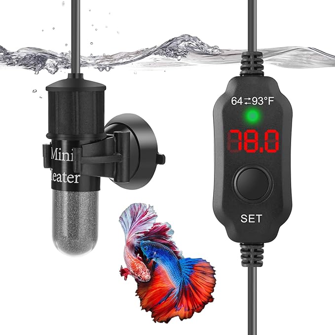 Mini Aquarium Heater 30W Super Small Fish Tank Heater with Digital Display Thermostat, Betta Tank Heater Turtle Heater Small Aquarium Heater for 4-6 Gallon Tanks