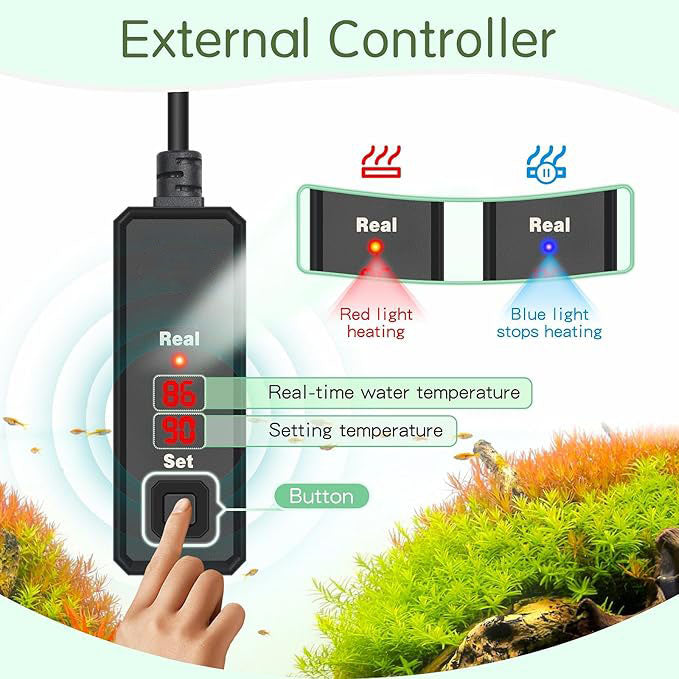 Fish Tank Heater,Aquarium Heater 50W 150W 250W 400W 500W 800W for 3-220 Gal,Set Temperature 59℉-93℉ Temperature Accuracy,Out of Water or High Temperature Automatic Power Off (50W to 3-10 gal)