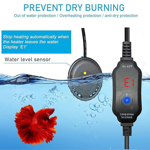 Compact Submersible Aquarium Heater, Mini Fish Tank Heater 50W/100W, External Temperature Controller, Used for 1-20 Gallon (50W(2-8 gallons))