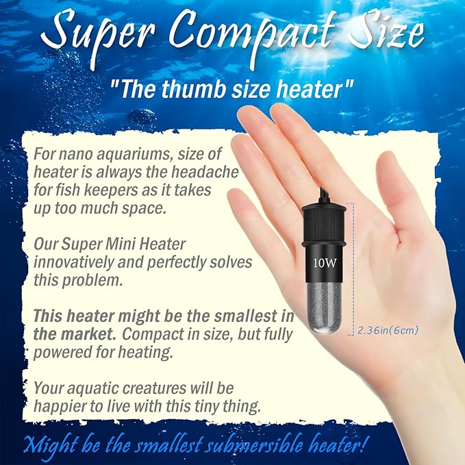 Mini Aquarium Heater 30W Super Small Fish Tank Heater with Digital Display Thermostat, Betta Tank Heater Turtle Heater Small Aquarium Heater for 4-6 Gallon Tanks